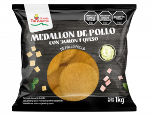 Medallón de pollo con jamon y queso x 1 kg