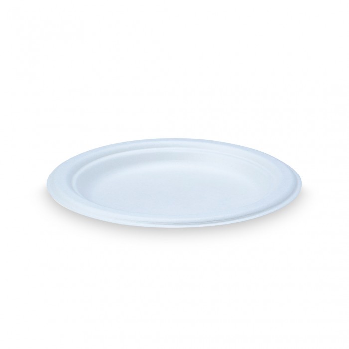 Plato de bagazo blanco de 18 cm - 1000 uds