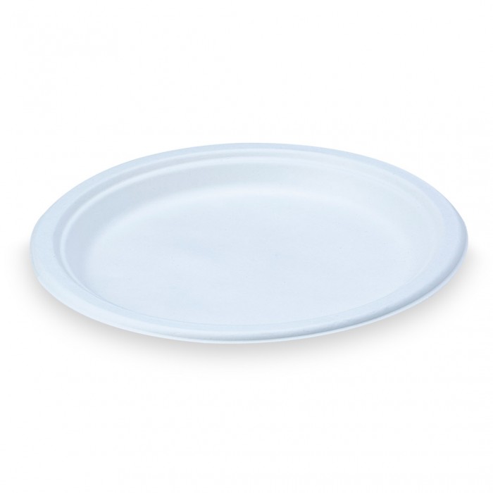 Plato de bagazo blanco de 23 cm - 480 uds